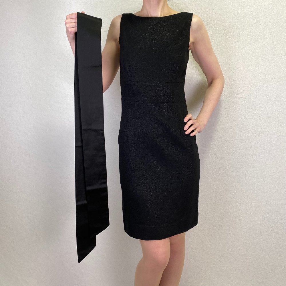 Pink Tartan Sleeveless Little Black Dress with Silver Sparkle and Belt, Size 2